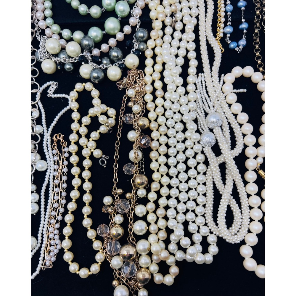 Vintage to Modern Pearl Necklace & Bracelet Gold & Silver Tone Beaded Lot of 30 - Picture 7 of 16